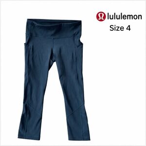 Lululemon Pace Rival Crop 22" Size 4 True Navy Full-On Luxtreme Leggings Pockets